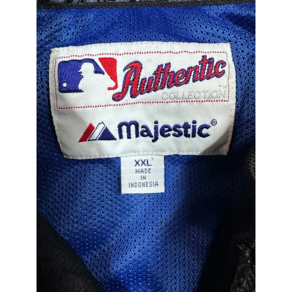 Majestic Authentic New York Mets Windbreaker Jacket‎ Mens XXL Black Blue 1/4 Zip